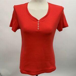 Karen Scott KS Women's Top Small Orange Dark Salmon